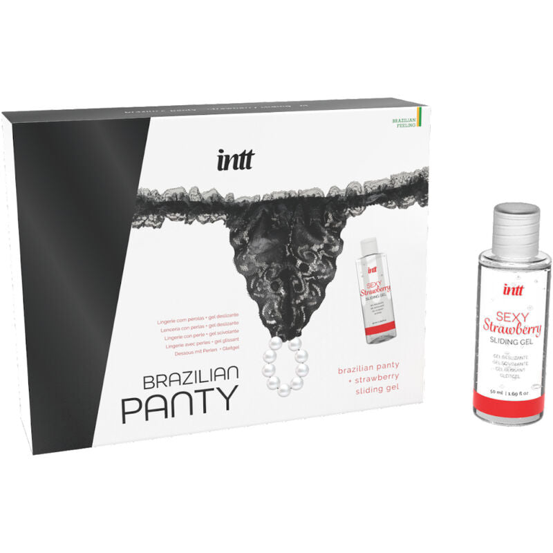 Intt Releases - Brazilian Black Panty With Pearls And Lubricant Gel 50 Ml