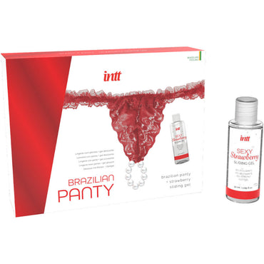 Intt Releases - Brazilian Red Panty With Pearls And Lubricating Gel 50 Ml