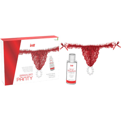 Intt Releases - Brazilian Red Panty With Pearls And Lubricating Gel 50 Ml