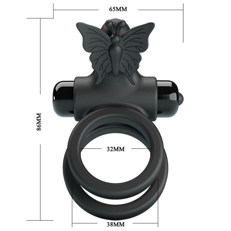 Pretty Love - Double Vibrating Ring With Black Stimulator