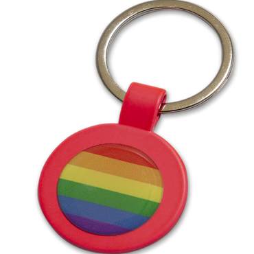 DelighToys - Fuscia Round Metal Keyring LGBT Pride Flag