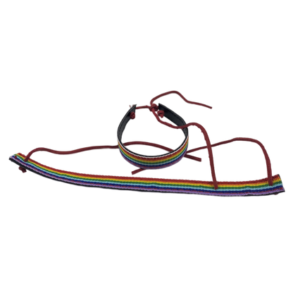 Pride LGBT flag leather bracelet black