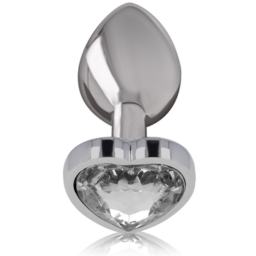 Intense - Anal Plug Metal Aluminum White Heart Size L