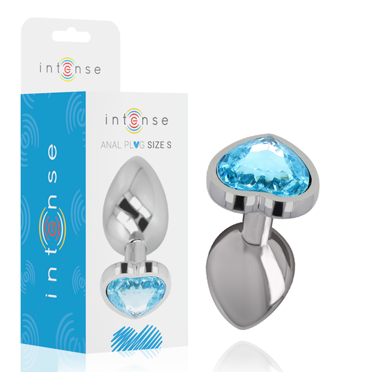 Intense - Aluminum Metal Anal Plug Blue Heart Size S