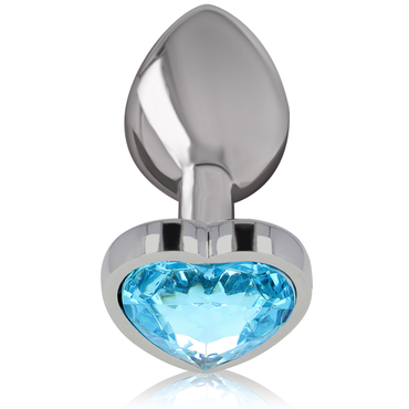 Intense - Aluminum Metal Anal Plug Blue Heart Size L