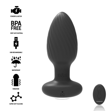 BLACK&SILVER - DelighToys Black&Silver Wells Plug Silicone Rotator with Remote Contro