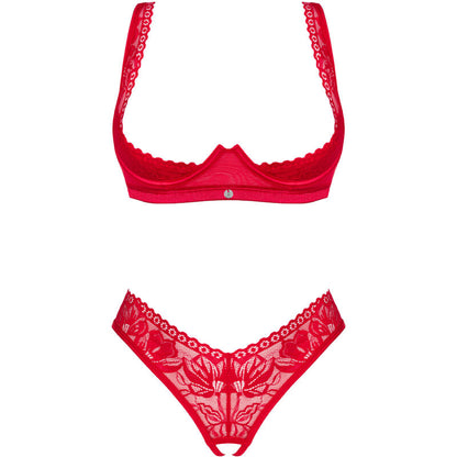 Obsessive - Lacelove Set Two Pieces Cupless Red Xs/S