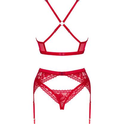 Obsessive - Lacelove Set Three Pieces Red Xs/S