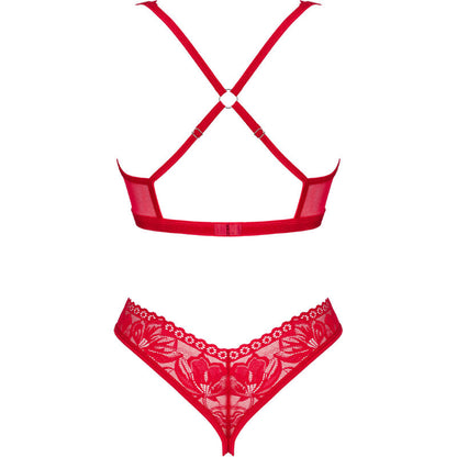 Obsessive - Lacelove Set Two Pieces Cupless Red Xl/Xxl