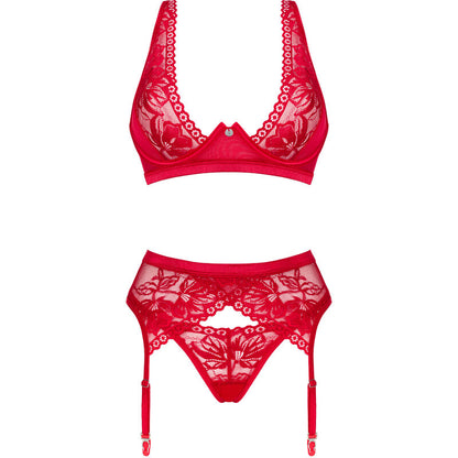 Obsessive - Lacelove Set Three Pieces Red M/L