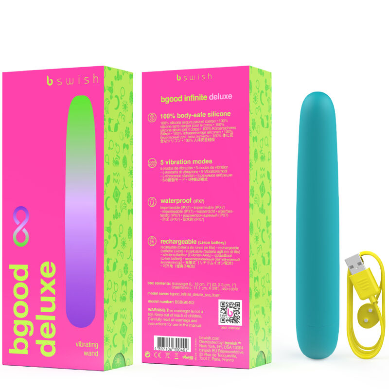 Indulge in silky-smooth pleasure with the Bgood Deluxe Vibrator. 5 vibration modes, body-safe silicone, waterproof, and USB rechargeable for ultimate satisfaction9