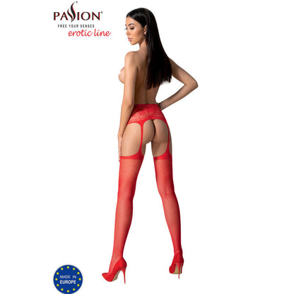 Passion - S028 Red Stockings With Garter One Size