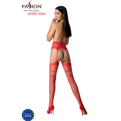 Passion - S030 Red Stockings With Garter One Size