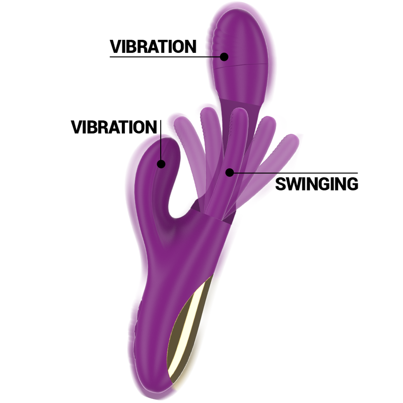 Intense - Apolo Rechargeable Multifunction Vibrator 7 Vibrations With Swinging Motion Purple