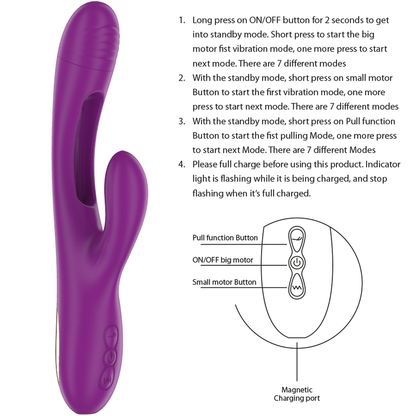 Intense - Apolo Rechargeable Multifunction Vibrator 7 Vibrations With Swinging Motion Purple