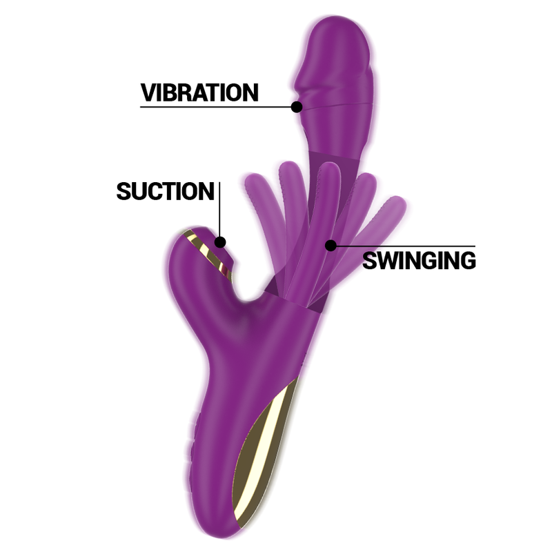 Intense - Ateneo Rechargeable Multifunction Vibrator 7 Vibrations With Swinging Motion And Sucking Purple