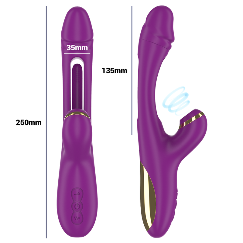 Intense - Ateneo Rechargeable Multifunction Vibrator 7 Vibrations With Swinging Motion And Sucking Purple