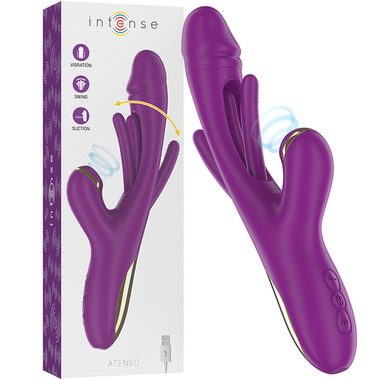 Intense - Ateneo Rechargeable Multifunction Vibrator 7 Vibrations With Swinging Motion And Sucking Purple