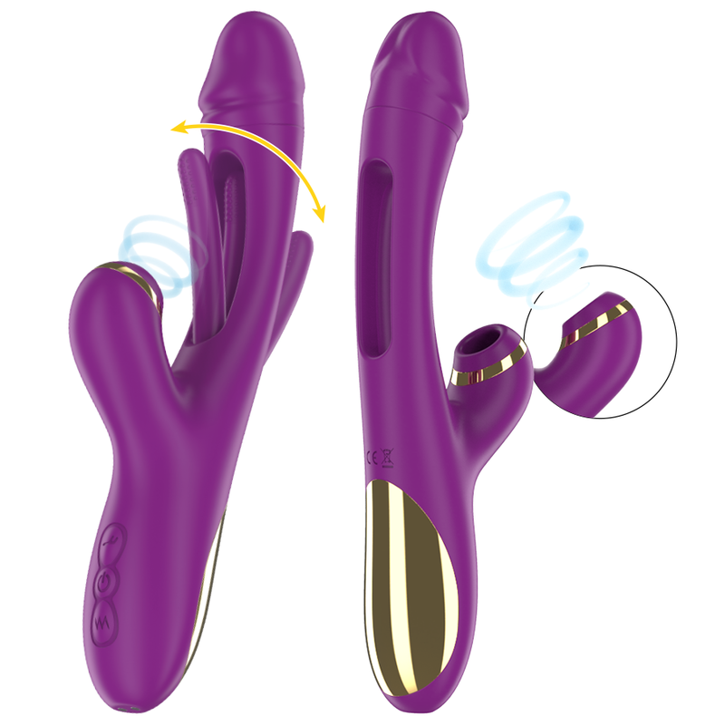 Intense - Ateneo Rechargeable Multifunction Vibrator 7 Vibrations With Swinging Motion And Sucking Purple