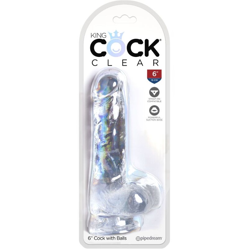 King Cock - Clear Realistic Penis With Balls 13.5 Cm Transparent