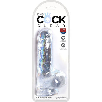 King Cock - Clear Realistic Penis With Balls 13.5 Cm Transparent