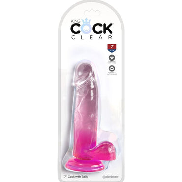 King Cock - Clear Realistic Penis With Balls 15.2 Cm Pink