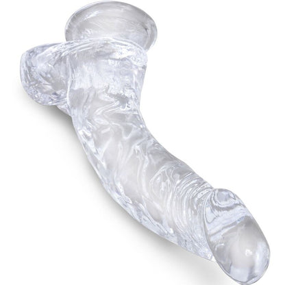 King Cock - Clear Realistic Curved Penis With Balls 16.5 Cm Transparent