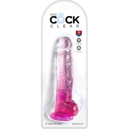 King Cock - Clear Realistic Penis With Balls 16.5 Cm Pink