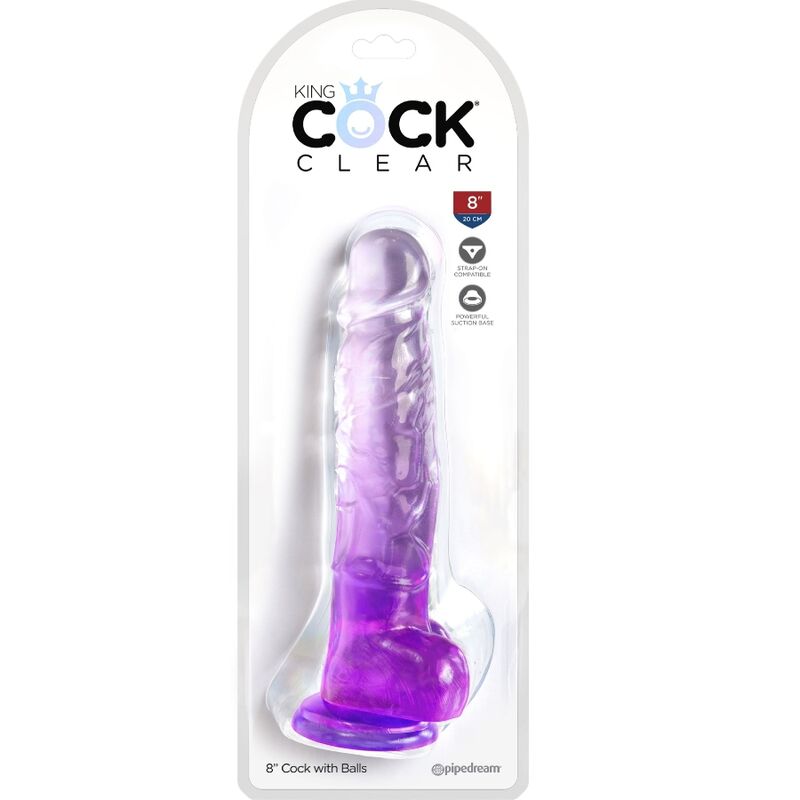 King Cock - Clear Realistic Penis With Balls 16.5 Cm Purple