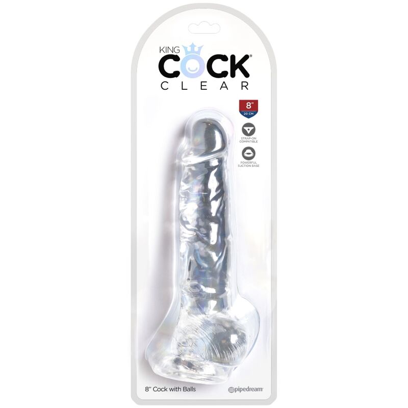 King Cock - Clear Realistic Penis With Balls 16.5 Cm Transparent