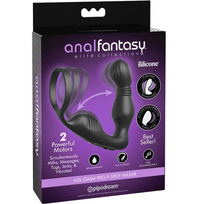 Experience the Anal Fantasy Vibrating Rechargeable Prostate Massager. Automated milking system, Elite silicone, C-ring, and USB rechargeable for ultimate pleasure.4