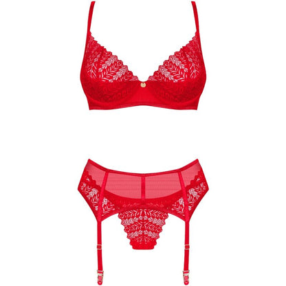 Obsessive - Ingridia Set Two Pieces Crotchless Red Xs/S