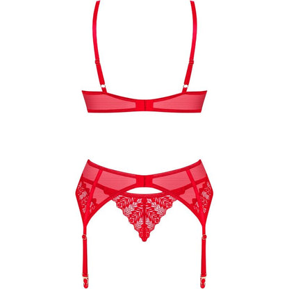 Obsessive - Ingridia Set Two Pieces Crotchless Red Xs/S