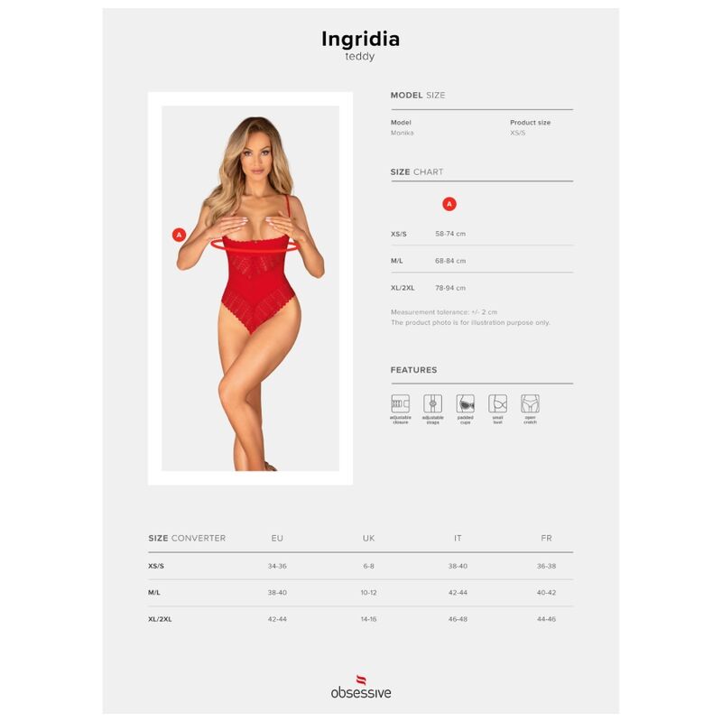 Obsessive - Ingridia Crotchless Red Xs/S