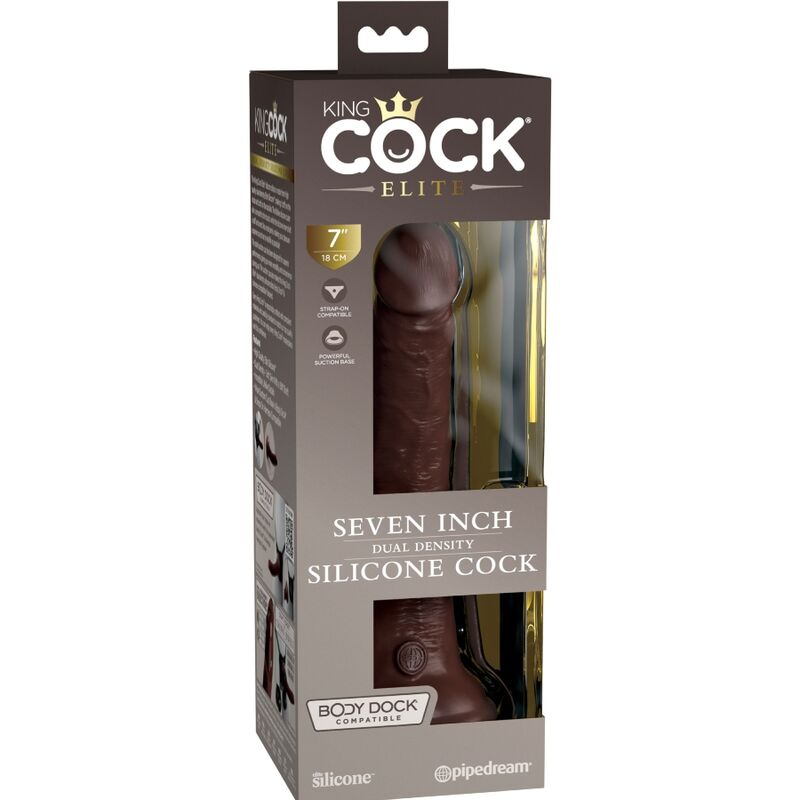 King Cock - Elite Realistic Silicone Dildo 17.8 Cm Brown