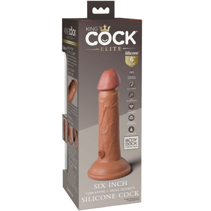 King Cock - Elite Realistic Dildo Vibrating & Silicone 15.2 Cm Caramel