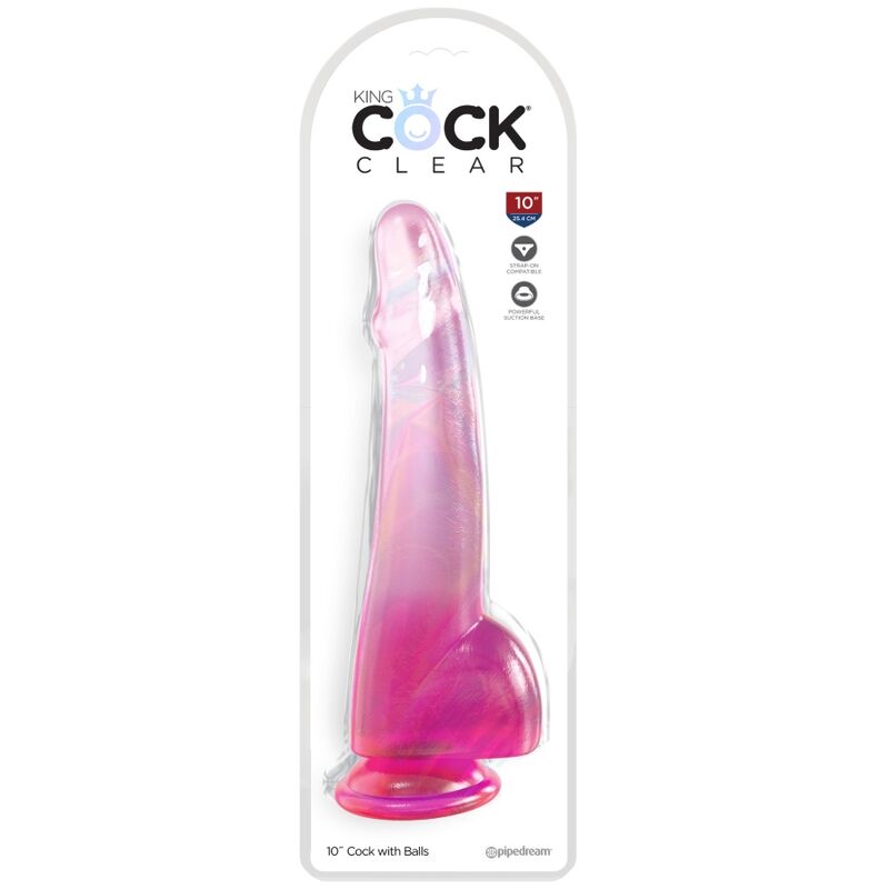 King Cock - Clear Dildo With Testicles 19 Cm Pink