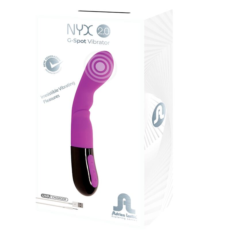 Experience deep G-spot stimulation with the Adrien Lastic Nyx G-Spot Vibrator. Enjoy its ergonomic design, 10 vibration modes, and flexible silicone body for ultimate pleasure.5