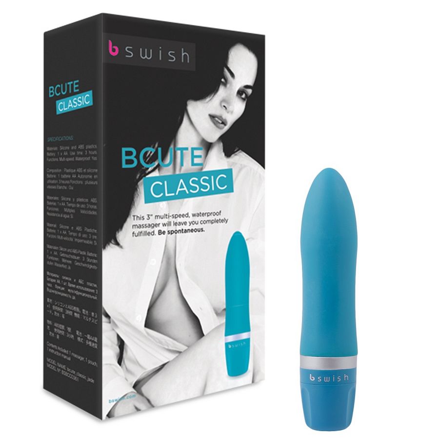 Experience versatile pleasure with the B Swish Bcute Clitoral Stimulator. Compact, submersible, and made with silky silicone. Adjustable vibrations in blue, pink, or purple.8