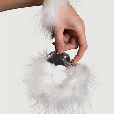 Adrien Lastic - Metal Handcuffs With White Feathers