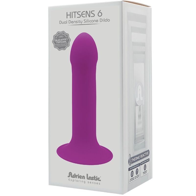 Adrien Lastic Hitsens Dildo Violet. Double-density Silexpan, thermo-reactive properties, suction base, and harness compatibility for versatile, lifelike pleasure.3