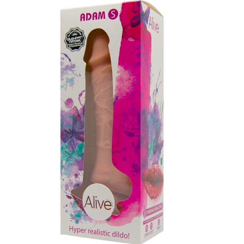 Discover lifelike pleasure with Alive Adam Realistic Penis. Made with SILEXPAN® double density silicone, strong suction base, and thermo-reactive effect.8