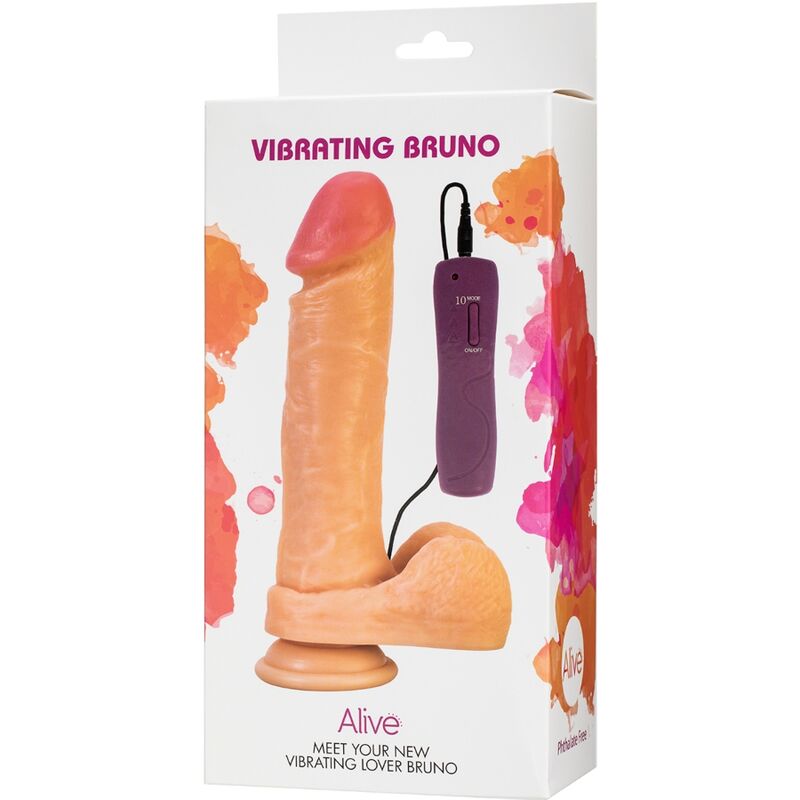 Experience ultimate satisfaction with the Alive Bruno Realistic Penis Vibrator. Featuring a lifelike design, 10 vibration modes, and a hands-free suction cup base for versatile pleasure.2