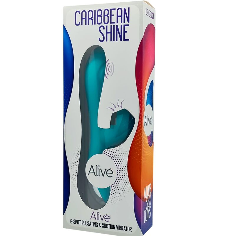 Experience ultimate pleasure with Alive Caribbean Shine Vibrator Sucker. G-spot pulsation, clitoral suction, 3 motors, 7 vibration modes, and splash-proof design. 2