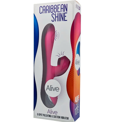 Experience ultimate pleasure with Alive Caribbean Shine Vibrator Sucker. G-spot pulsation, clitoral suction, 3 motors, 7 vibration modes, and splash-proof design. 6