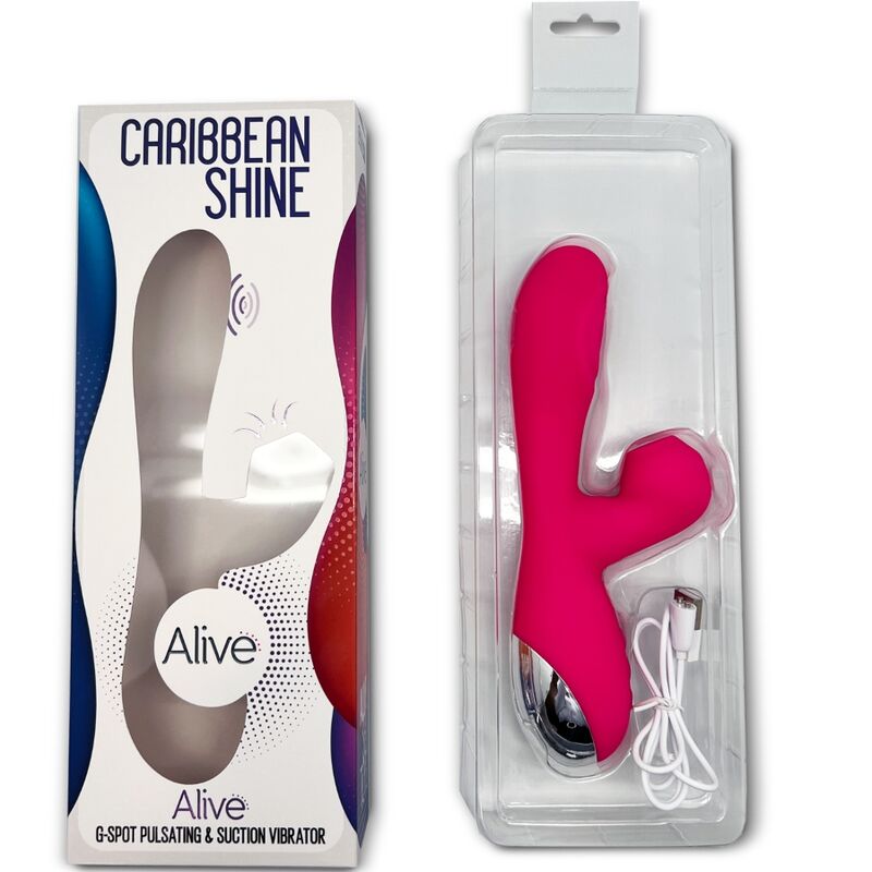 Experience ultimate pleasure with Alive Caribbean Shine Vibrator Sucker. G-spot pulsation, clitoral suction, 3 motors, 7 vibration modes, and splash-proof design. 5