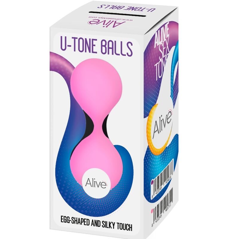 Tone your pelvic muscles with Alive U-Tone Balls. Ergonomic design, body-safe silicone, waterproof, and available in pink and violet. Enhance intimacy and wellness.2