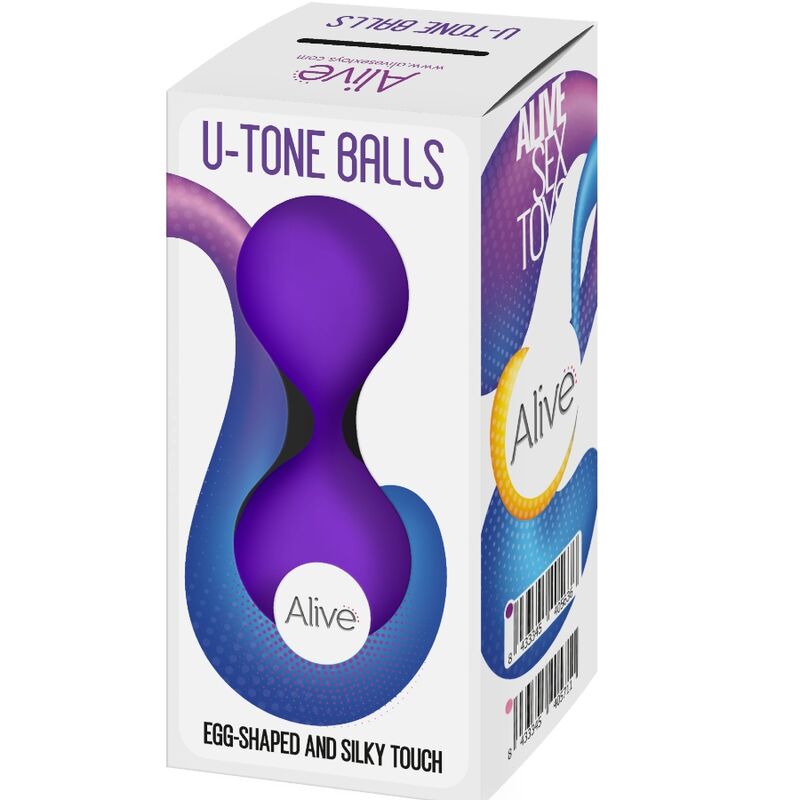 Tone your pelvic muscles with Alive U-Tone Balls. Ergonomic design, body-safe silicone, waterproof, and available in pink and violet. Enhance intimacy and wellness.5