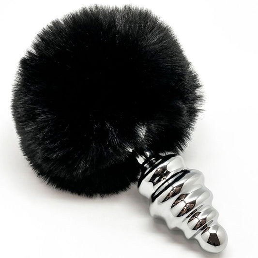 Alive - Anal Pleasure Plug Spiral Metal Fluffy Black Size M