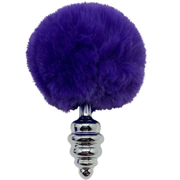 Alive - Anal Pleasure Plug Spiral Metal Fluffy Dark Violet Size M